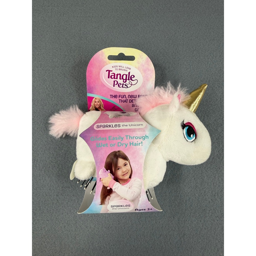 Tangle Pets Hair Brush Girls OS White Sparkles the Unicorn Detangling Plush Toy